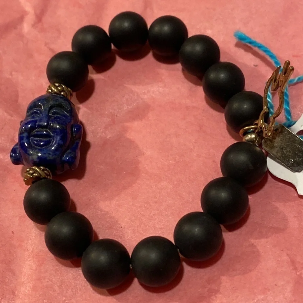 NWT Buddha Black Beaded Bracelet